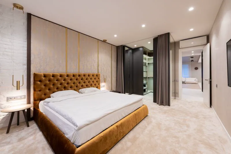 Illustrative example of luxury vinyl plank flooring laid in a residential room